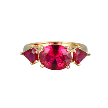 Lab Created Ruby 18k Yellow Gold Over Sterling Silver July Birthstone
Ring 3.47ctw