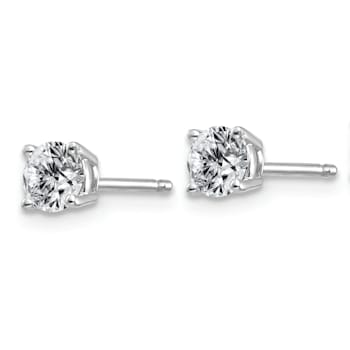 Rhodium Over 14K White Gold 1/3ct. 3.5mm Round J-K Color Moissanite Earrings