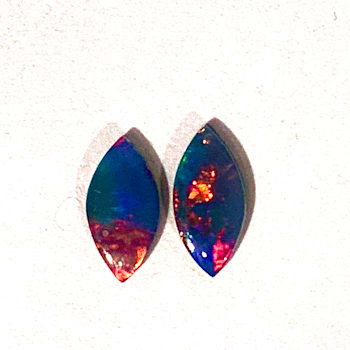 Opal on Ironstone 8x4mm Oval Doublet Set of 2 0.86ctw
