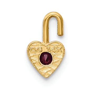 14K Yellow Gold Garnet Simulant Birthstone Heart Charm