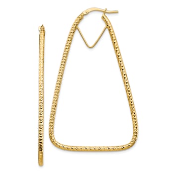 14k Yellow Gold Polished and Diamond-Cut 2 1/4" Double Triangle
Hoop Earrings