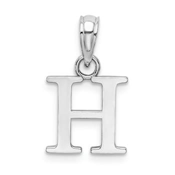 Rhodium Over 14k White Gold Polished Block Letter H Initial Pendant