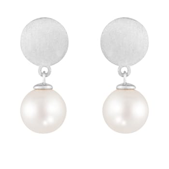 White Cultured Freshwater Pearl 14k White Gold Earrings 8-8.5mm