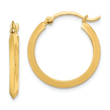 14k Yellow Gold 3/4" Polished Hoop Earrings
