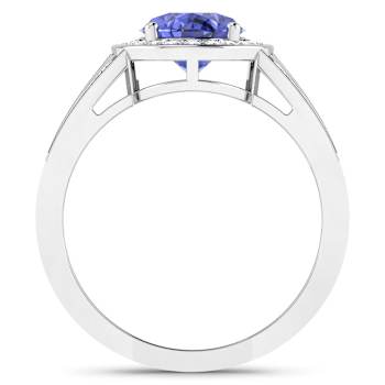 1.85ctw Violet Tanzanite and Diamond 14K White Gold Halo Ring