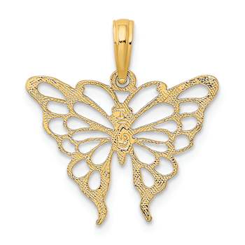 10K Yellow Gold Textured Butterfly Charm