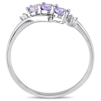 Tanzanite and Diamond 10K White Gold Ring 0.34ctw