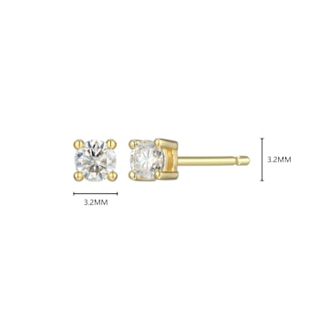 Moissanite 14k Yellow Gold Over Silver Stud Earrings 0.20ctw DEW