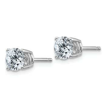 Rhodium Over 14K White Gold 1ct. 5.0mm Round G H I True Light Moissanite Earrings