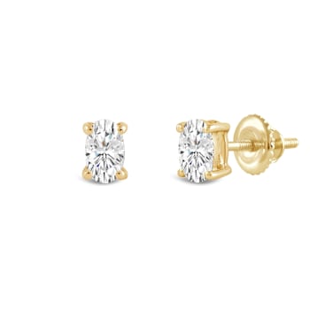 White Cubic Zirconia 14k Yellow Gold Studs With Velvet Gift Box 0.50ctw