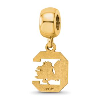 14K Yellow Gold Over Sterling Silver LogoArt University of South
Carolina Small Dangle Bead