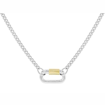 Two-Tone Curb Chain Necklace In 18K Gold Over Sterling Silver 18.5 Inch