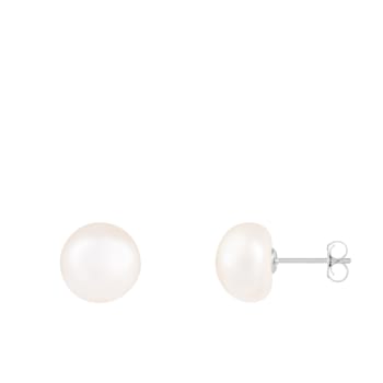 14k White Gold 9-10mm White Freshwater Pearl Stud Earrings