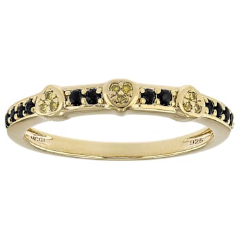 Black Spinel And Yellow Diamond Band Ring In 18K Gold Over Sterling
Silver 0.54ctw