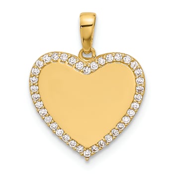 14k Yellow Gold Polished Cubic Zirconia Heart Pendant