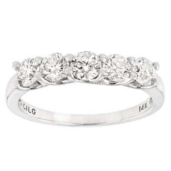 Lab-Grown Diamond Five-Stone Band Ring In 14K White Gold 1.00ctw