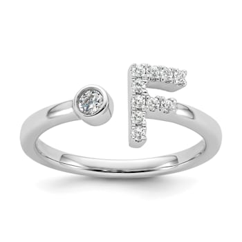 Rhodium Over 14K White Gold Lab Grown Diamond VS/SI GH, Initial F
Adjustable Ring