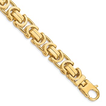 14K Yellow Gold 10.1mm Hand-Polished Fancy Link Bracelet