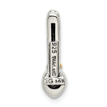Rhodium Over Sterling Silver Antiqued with 14k Accent Polished Garnet
Chain Slide Pendant