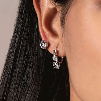 White Cubic Zirconia 14k White Gold Earrings With Velvet Gift Box 2.00ctw