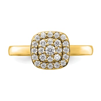 14K Yellow Gold Lab Grown Diamond SI1/SI2, G H I, Squared Halo Ring