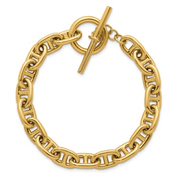 14K Yellow Gold 8mm Anchor Link 8 inch Toggle Bracelet