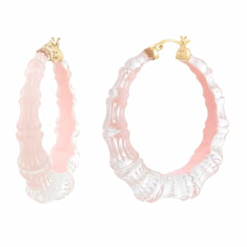 14K Yellow Gold Over Sterling Silver Acrylic and Enamel Bamboo Illusion
Hoops in Ballerina Slipper