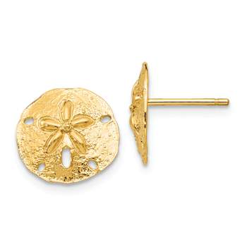 14k Yellow Gold 12mm Sand Dollar Stud Earrings