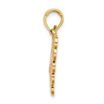 14k Yellow Gold Enameled Butterfly Pendant