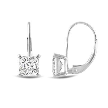 White Cubic Zirconia 14k White Gold Earrings With Velvet Gift Box 1.00ctw