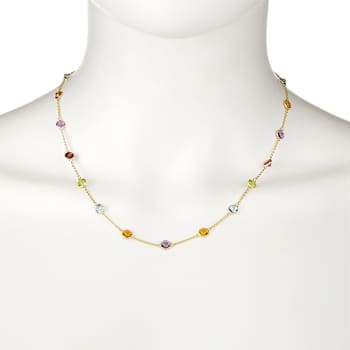 Multi-Gem 14k Yellow Gold 18" Necklace 10.45ctw