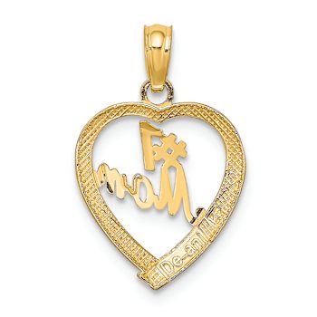 14K Yellow Gold Number 1 MOM in Heart Charm