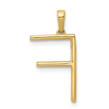 14K Yellow Gold Diamond Letter F Initial Pendant