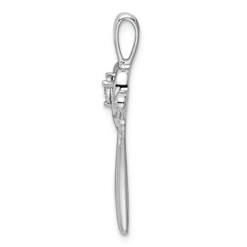 Rhodium Over 14k White Gold Diamond Chain Slide Pendant