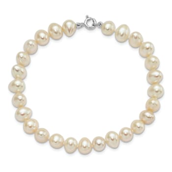 Rhodium Over Sterling Silver Multi-color Freshwater Pearl
Necklace/Bracelet/Earring Set