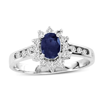 0.85ctw Sapphire and Diamond Ring in 14k White Gold