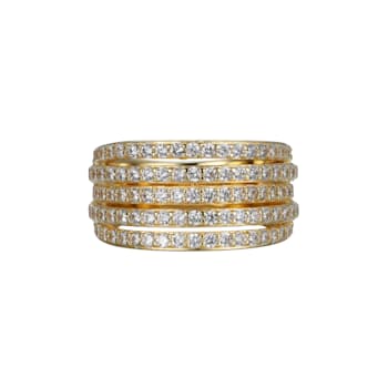 White Cubic Zirconia 18K Yellow Gold Over Sterling Silver Three Row Band
Ring 2.57ctw