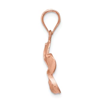 14k Rose Gold Brushed and Diamond-Cut Plumeria Pendant