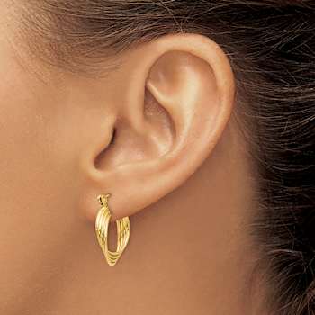 14k Yellow Gold 13/16" Polished Circles Hoop Earrings