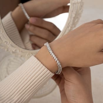 White Cubic Zirconia Platinum Over Sterling Silver Tennis Bracelet 12.50ctw