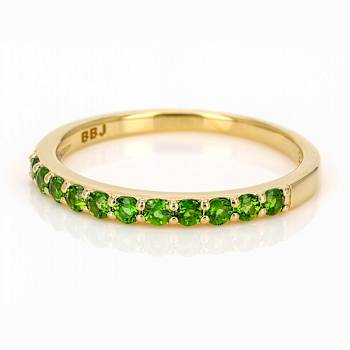 Chrome Diopside Band Ring In 18K Gold Over Sterling Silver 0.28ctw