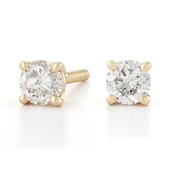 Certified White Lab-Grown Diamond H-I SI 14k Yellow Gold Solitaire Stud
Earrings 0.50ctw