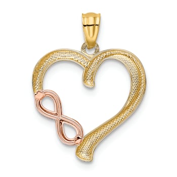 14k Two-tone Gold Polished Infinity Heart Pendant
