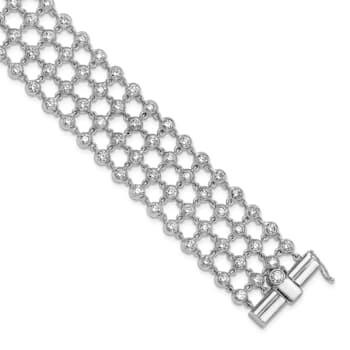 18K White Gold Diamond 4 Row 7.25-inch Bracelet 8.26ctw