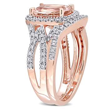 Morganite and Diamond 10K Rose Gold Ring 1.57ctw