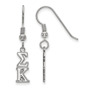 Rhodium Over Sterling Silver LogoArt Sigma Kappa Small Dangle Earrings
