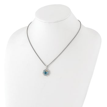 Rhodium Over Sterling Silver with 14K Accent Swiss Blue topaz/London
Blue/White Topaz Necklace