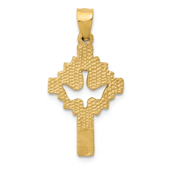 14K Yellow Gold Dove Cross Charm