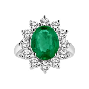 4.30ctw Emerald and Diamond Ring in 14k White Gold