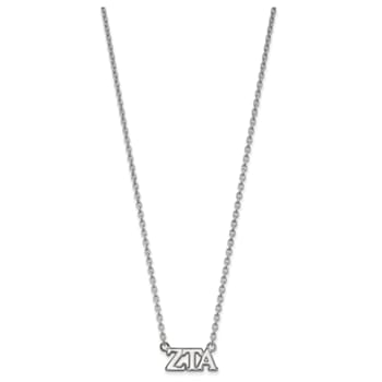 Rhodium Over Sterling Silver LogoArt Zeta Tau Alpha Medium Pendant Necklace